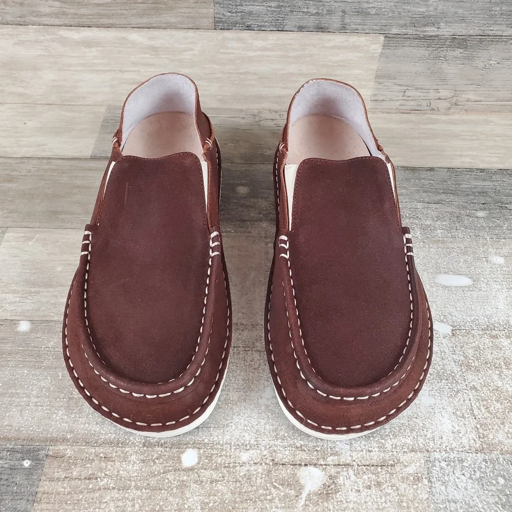 Birkenstock Duma Mens Moccasins Shoes Sz 7.5 Mid Brown Slip On Round Toe Loafers
